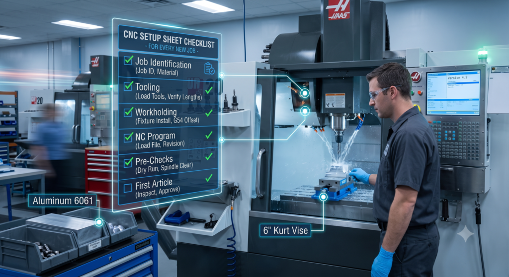 CNC setup sheet checklist