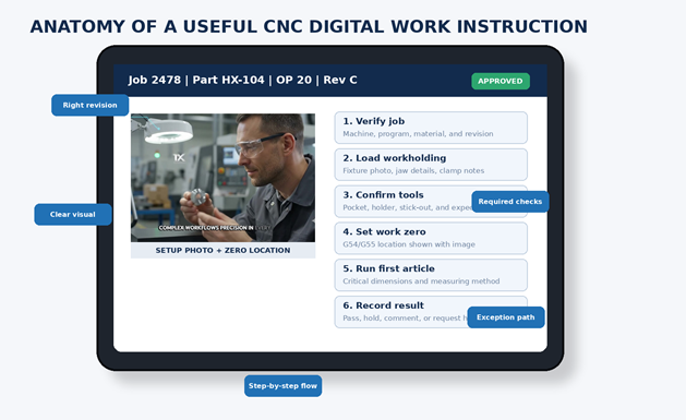 digital work instructions for CNC operators