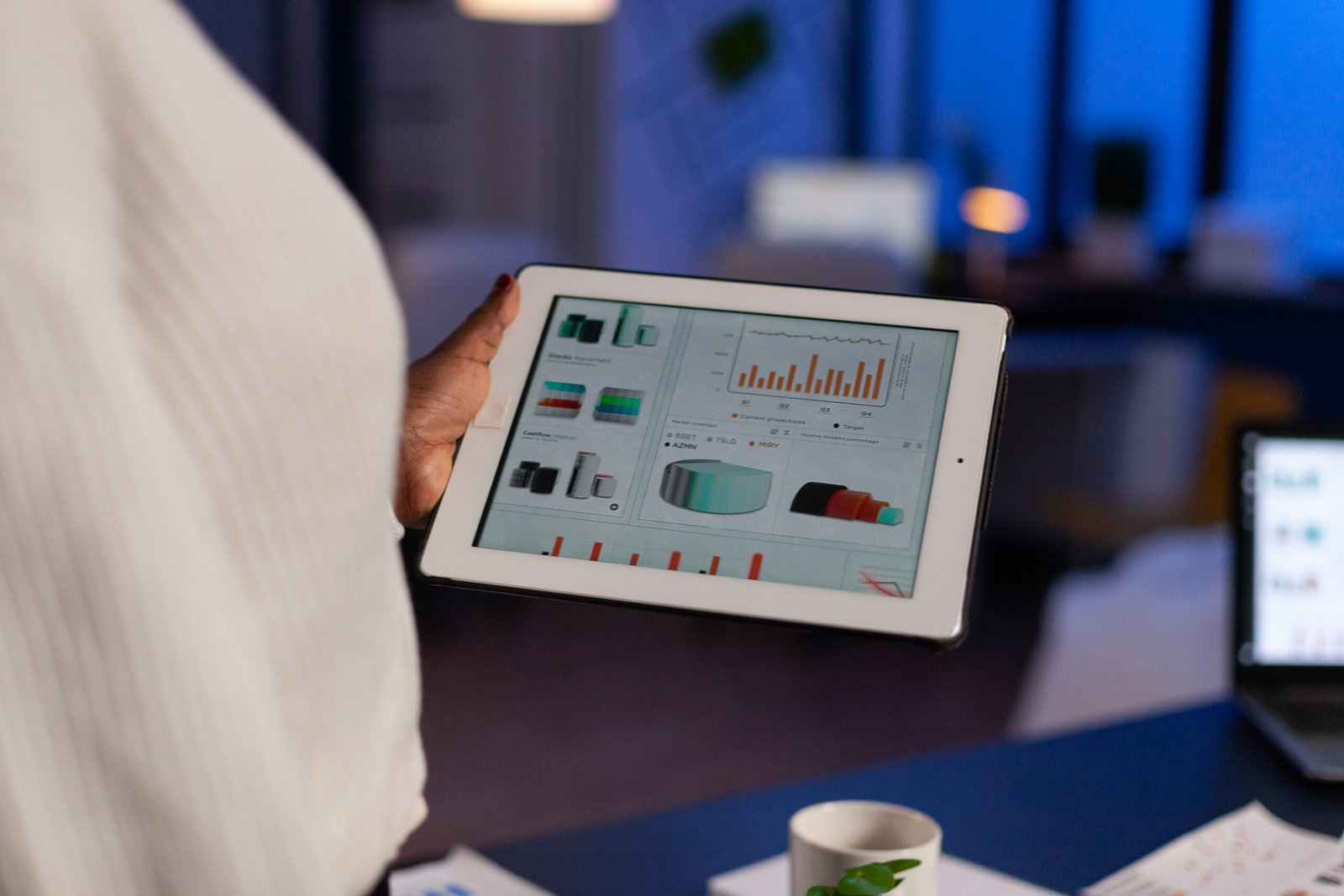 Digital work order dashboard showing real-time job status on a tablet